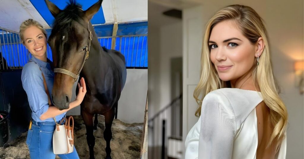 Kate Upton, with blonde hair, wearing a white dress with an open back, and emerald drop earrings, looks over her shoulder and smiles. Kate Upton net owrth